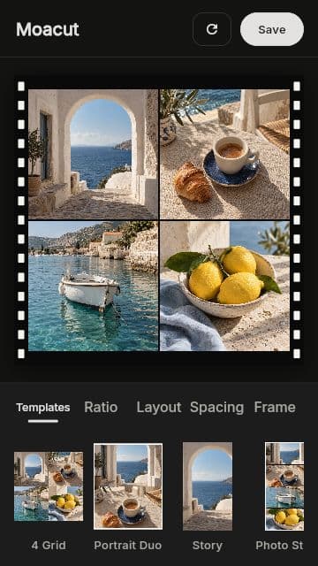 Moacut app screen